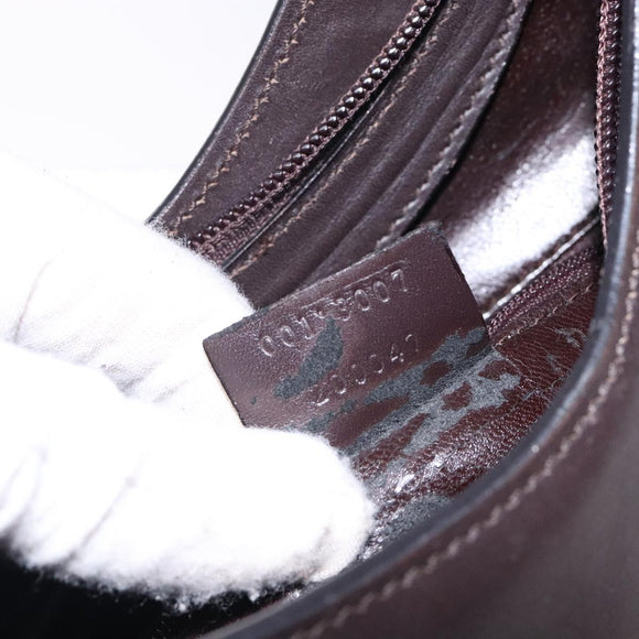 GUCCI Bamboo Shoulder Bag Leather Dark Brown Gold 001 3007 Auth BA3953