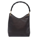 GUCCI Bamboo Shoulder Bag Leather Dark Brown Gold 001 3007 Auth BA3953-2