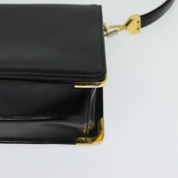 Christian Dior Shoulder Bag Leather Black Gold Auth BA3954