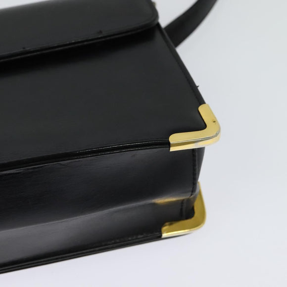 Christian Dior Shoulder Bag Leather Black Gold Auth BA3954