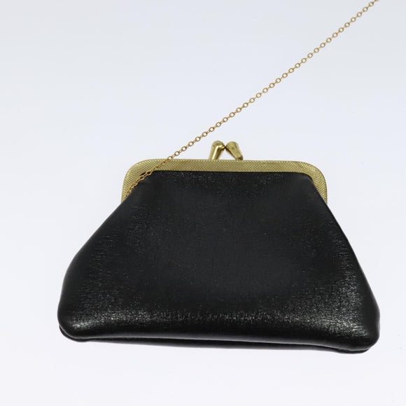 Christian Dior Shoulder Bag Leather Black Gold Auth BA3954