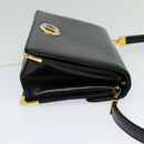 Christian Dior Shoulder Bag Leather Black Gold Auth BA3954-4