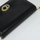 Christian Dior Shoulder Bag Leather Black Gold Auth BA3954-6