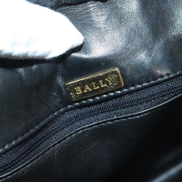 BALLY Quilted Chain Shoulder Bag Leather Black Gold Auth BA3955