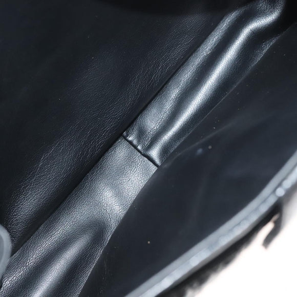 BALLY Quilted Chain Shoulder Bag Leather Black Gold Auth BA3955