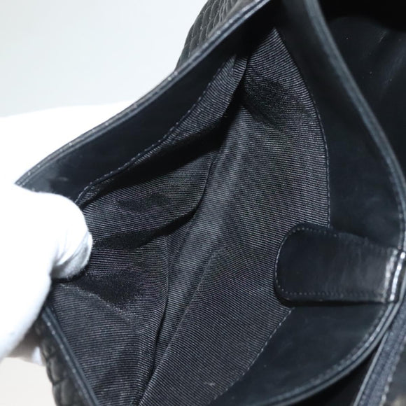 BALLY Quilted Chain Shoulder Bag Leather Black Gold Auth BA3955