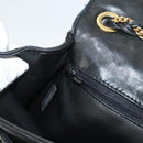 BALLY Quilted Chain Shoulder Bag Leather Black Gold Auth BA3955-21