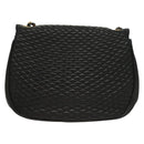 BALLY Quilted Chain Shoulder Bag Leather Black Gold Auth BA3955-2