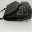 BALLY Quilted Chain Shoulder Bag Leather Black Gold Auth BA3955-4