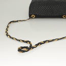 BALLY Quilted Chain Shoulder Bag Leather Black Gold Auth BA3955-7