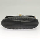 BALLY Quilted Chain Shoulder Bag Leather Black Gold Auth BA3955-5