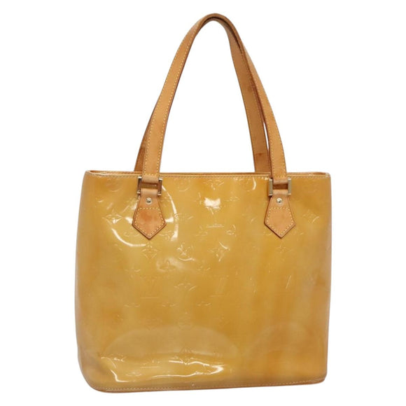LOUIS VUITTON Monogram Vernis Houston Hand Bag Beige M91004 LV Auth BA3957