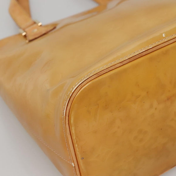 LOUIS VUITTON Monogram Vernis Houston Hand Bag Beige M91004 LV Auth BA3957