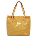 LOUIS VUITTON Monogram Vernis Houston Hand Bag Beige M91004 LV Auth BA3957-2