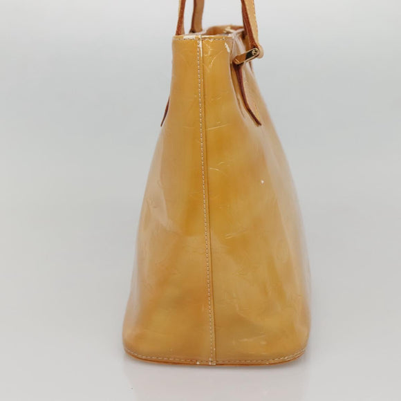 LOUIS VUITTON Monogram Vernis Houston Hand Bag Beige M91004 LV Auth BA3957