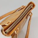LOUIS VUITTON Monogram Vernis Houston Hand Bag Beige M91004 LV Auth BA3957-6