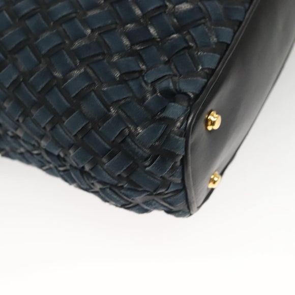 BALLY Shoulder Bag Suede Navy Gold Auth BA3960