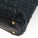 BALLY Shoulder Bag Suede Navy Gold Auth BA3960-16