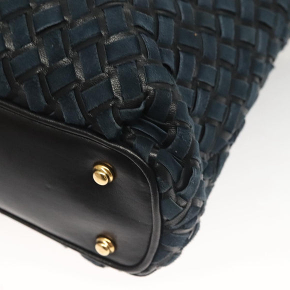 BALLY Shoulder Bag Suede Navy Gold Auth BA3960