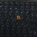 BALLY Shoulder Bag Suede Navy Gold Auth BA3960-17