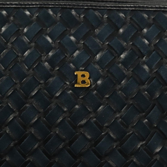 BALLY Shoulder Bag Suede Navy Gold Auth BA3960