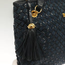 BALLY Shoulder Bag Suede Navy Gold Auth BA3960-10