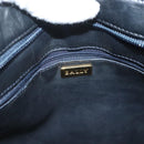 BALLY Shoulder Bag Suede Navy Gold Auth BA3960-18