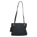 BALLY Shoulder Bag Suede Navy Gold Auth BA3960-13