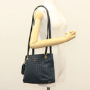 BALLY Shoulder Bag Suede Navy Gold Auth BA3960-24