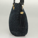 BALLY Shoulder Bag Suede Navy Gold Auth BA3960-4