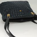 BALLY Shoulder Bag Suede Navy Gold Auth BA3960-6