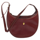 CARTIER Must Line Shoulder Bag Leather Bordeaux Gold Auth BA3962-1