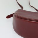 CARTIER Must Line Shoulder Bag Leather Bordeaux Gold Auth BA3962-9