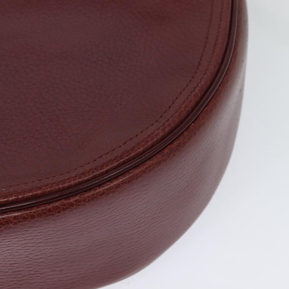 CARTIER Must Line Shoulder Bag Leather Bordeaux Gold Auth BA3962