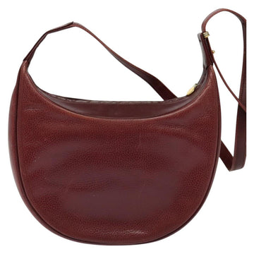CARTIER Must Line Shoulder Bag Leather Bordeaux Gold Auth BA3962 - 0