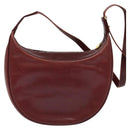 CARTIER Must Line Shoulder Bag Leather Bordeaux Gold Auth BA3962-2