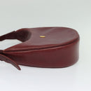 CARTIER Must Line Shoulder Bag Leather Bordeaux Gold Auth BA3962-3