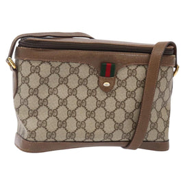 GUCCI GG Supreme Web Sherry Line Bag PVC Beige Gold 904 02 069 Auth BA3963