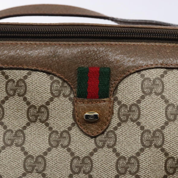 GUCCI GG Supreme Web Sherry Line Bag PVC Beige Gold 904 02 069 Auth BA3963