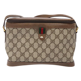 GUCCI GG Supreme Web Sherry Line Bag PVC Beige Gold 904 02 069 Auth BA3963 - 0