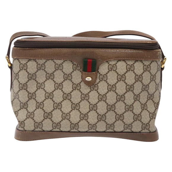 GUCCI GG Supreme Web Sherry Line Bag PVC Beige Gold 904 02 069 Auth BA3963