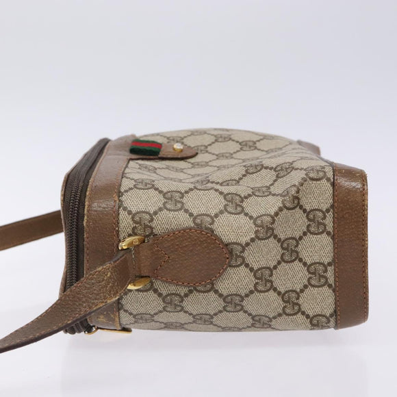 GUCCI GG Supreme Web Sherry Line Bag PVC Beige Gold 904 02 069 Auth BA3963
