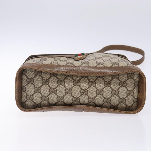 GUCCI GG Supreme Web Sherry Line Bag PVC Beige Gold 904 02 069 Auth BA3963