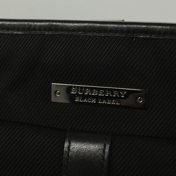 BURBERRY Nova Check Black Label Shoulder Bag Nylon Black Silver Auth BA3964