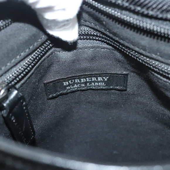 BURBERRY Nova Check Black Label Shoulder Bag Nylon Black Silver Auth BA3964