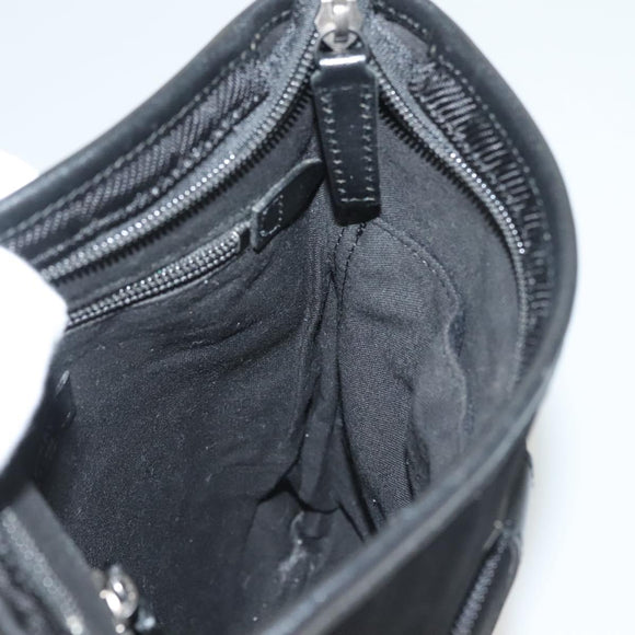 BURBERRY Nova Check Black Label Shoulder Bag Nylon Black Silver Auth BA3964