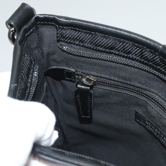 BURBERRY Nova Check Black Label Shoulder Bag Nylon Black Silver Auth BA3964