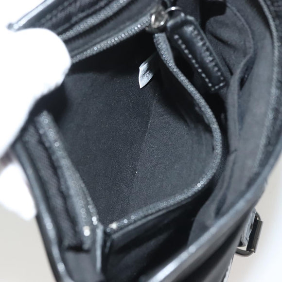 BURBERRY Nova Check Black Label Shoulder Bag Nylon Black Silver Auth BA3964