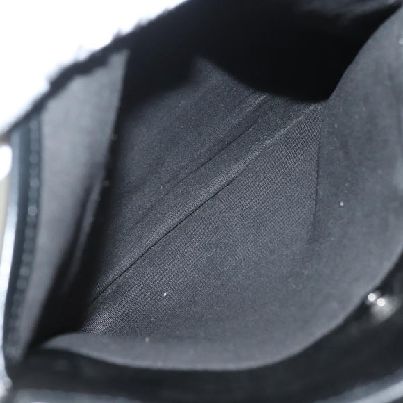 BURBERRY Nova Check Black Label Shoulder Bag Nylon Black Silver Auth BA3964