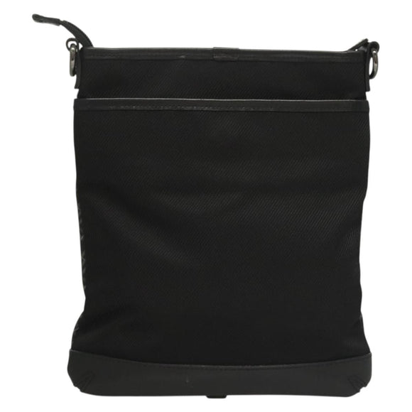 BURBERRY Nova Check Black Label Shoulder Bag Nylon Black Silver Auth BA3964